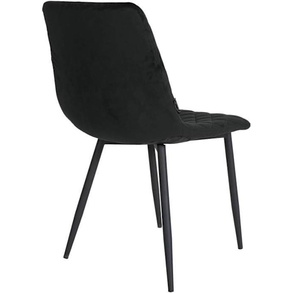 Spisestol x1 med dekorative diamant-syninger, sort velour sæde og sorte metalben 10_0001497 Metall