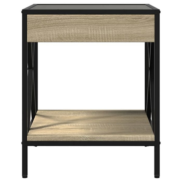 Natskab med LED-spejl og hylde 40 x 40 x 49 cm, ingeniørtræ, glas og stål DEC033145 kastanj