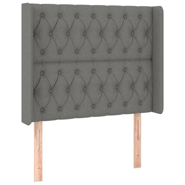 Sänggavel tillbehör sovrum möbel med knappar och sidoflik 103 x 16 x 118/128 mörkgråtyg