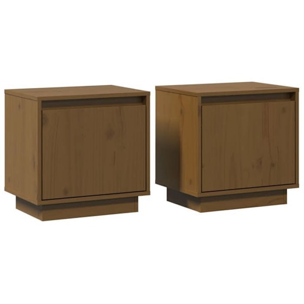 2 kpl yöpöytiä ovikomponentilla 40 x 30 x 40 cm mäntypuusta, hunajavärinen DEC035916 kastanj