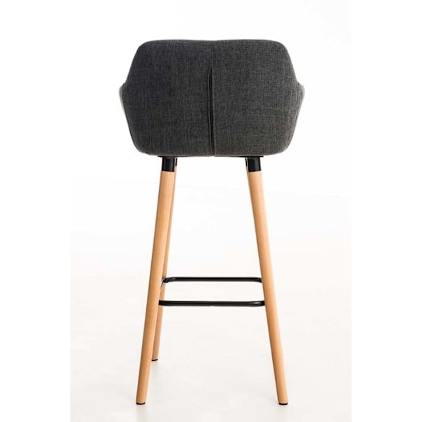 Barstolar - Design - Set om 2 - Mörkgrått tyg - Armstöd - Metallfotstöd Mörkgrå