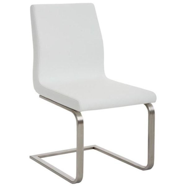 Set av 2 stolar för matsal i cantilever-stil, vit PVC, ben i skenform av rostfritt stål 10_0001596 Vit