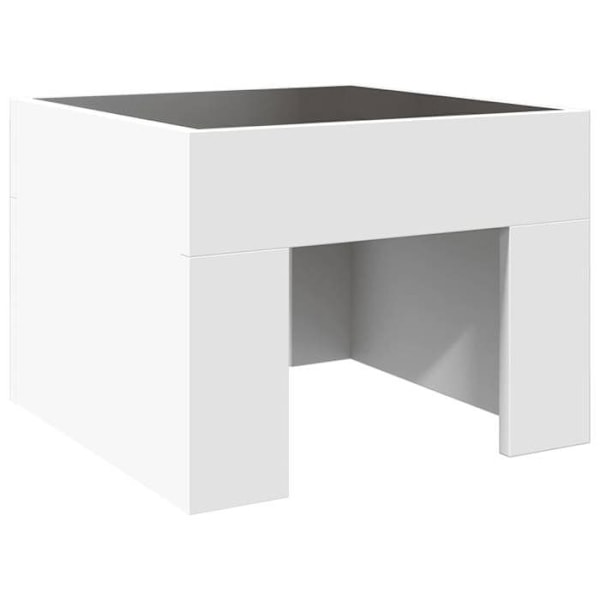 Sängbord med LED-spegel 40 x 40 x 30 cm vit ingenjörsträ och glas DEC033126 Vit