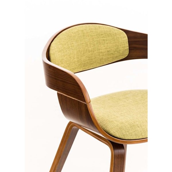 Kontorstol uden hjul, besøgsstol i stof og træ, retro design og maksimal komfort, lys grøn valnød BUR10549 kastanj