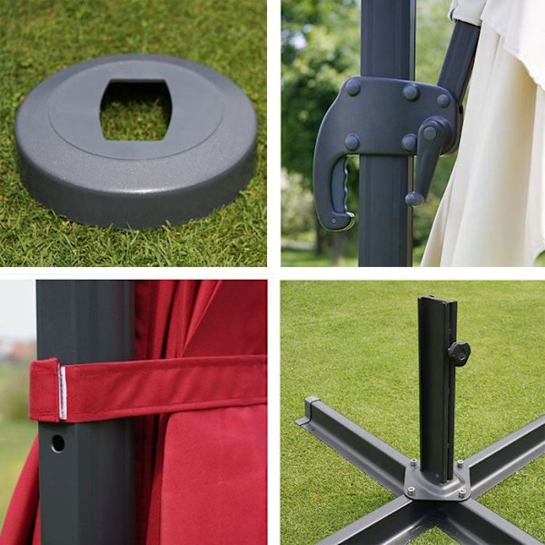 Parasol til restaurationsbrug 3,5x3,5m (Ø4,95m) polyester aluminium/stål 25kg grå creme uden fod 04_0003287 Grädde