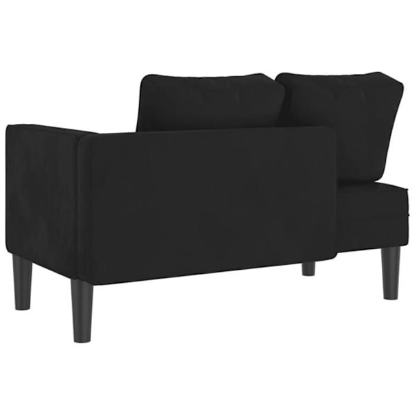 Meridienne chaise longue til indendørs med puder i sort velour DEC026092 Svart