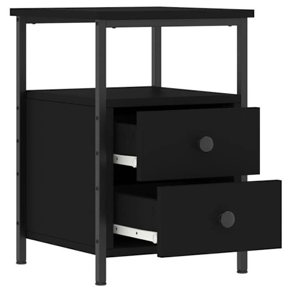 Nattetable med skuffer og hylde 34 x 35,5 x 50 cm sort ingeniørtræ DEC034354 kastanj