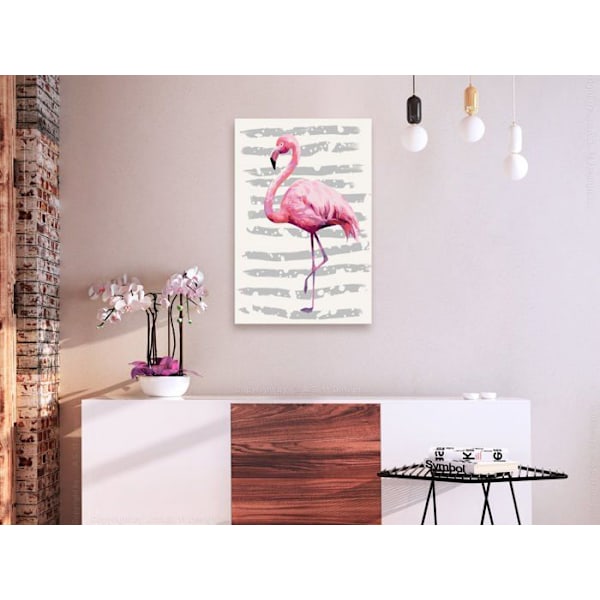 Malebillede til selv at male med tal, motiv af charmerende flamingo 40 x 60.