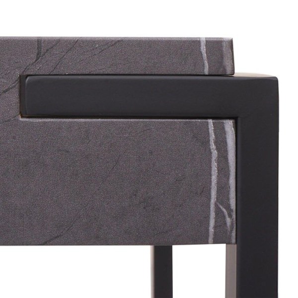 Bordstablett låg bord i metall 51x50x54 cm MDF grå marmorutseende 04_0008495 Grå