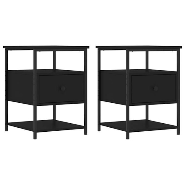 Sæt af 2 natborde med skuffe og hylde 40 x 42 x 56 cm sort ingeniørtræ DEC035588 kastanj