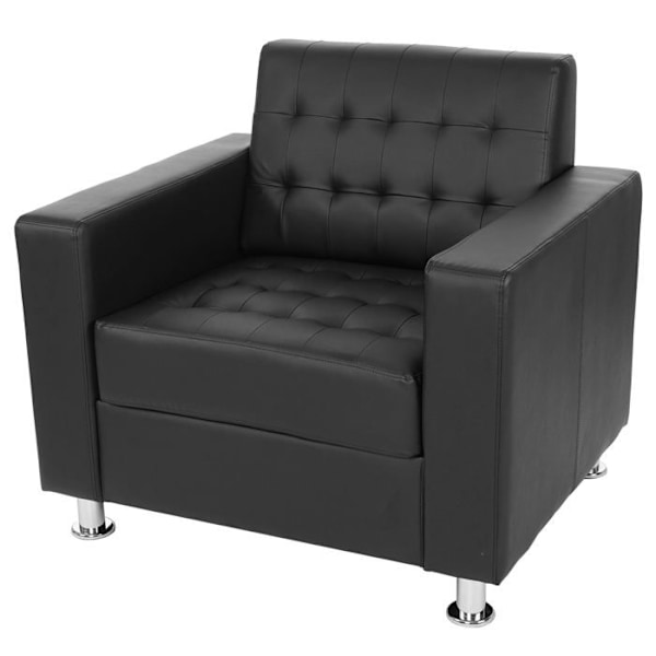Lounge fåtölj för väntrum i svart syntetmaterial, metallben 04_0003124 Metall