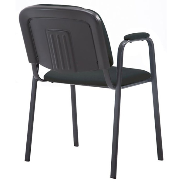 Besöksstol med integrerade armstöd, väntområde i svart tyg, svart metallben med 4 ben 10_0003383 Metall