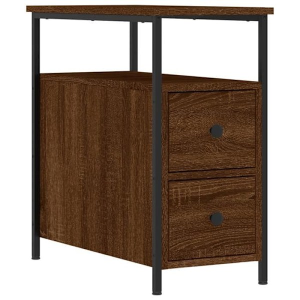 2 kpl yöpöytiä laatikoilla ja hyllyllä 30 x 60 x 60cm ruskea ingenieeripuuta ja rautaa DEC035822 kastanj