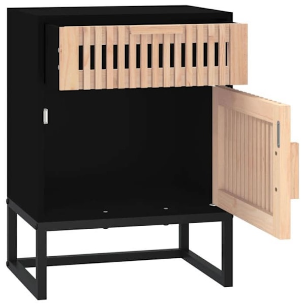 Sæt af 2 natborde med skuffe og rum med dør 40 x 30 x 55,5 cm ingeniørtræ og sort jern DEC035513 kastanj