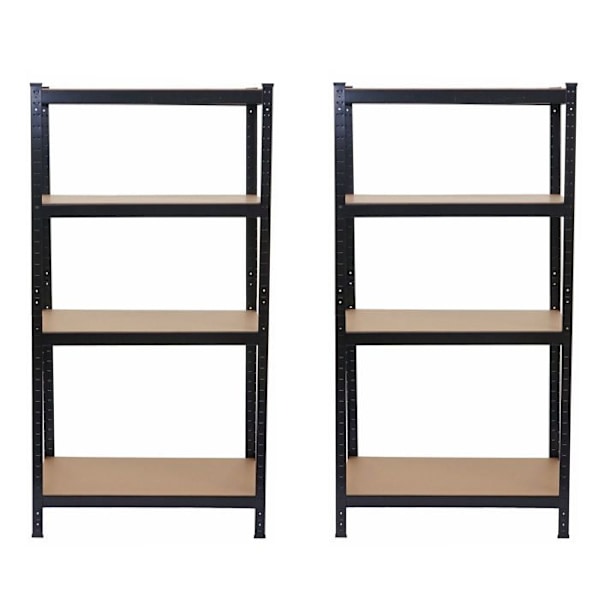 Set om 2 hyllor för tunga laster verkstad källare 160x80x40cm bärförmåga 320kg i svart metall 04_0000444 Metall