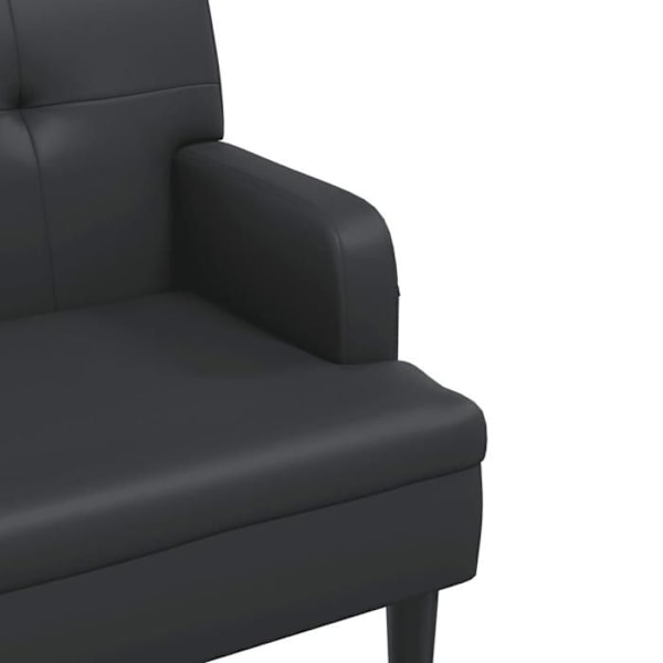 Bænksæde med ryg i sort PVC, 112 x 65,5 x 75 cm, ben i træ DEC024655 kastanj
