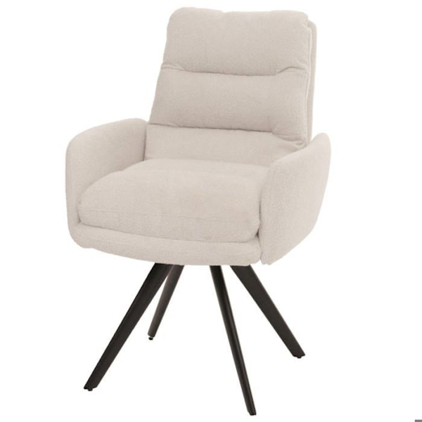 Spisestol, køkkenstol, drejelig, automatisk position, stof/tekstil, hvid creme boucle, med armlæn 04_00062 Vit