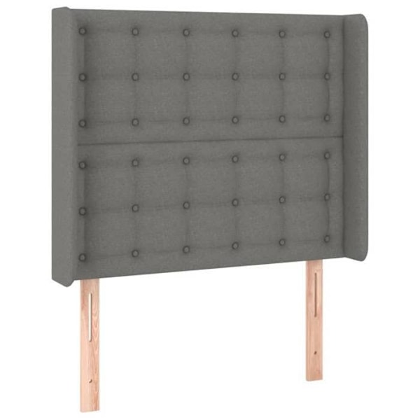Sänggavel tillbehör sovrum möbel med sidokant 83 x 16 x 118/128 cm mörkgrå tyg TDL0204911 Grå