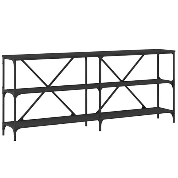 "Funktionel indgangskonsolbord med stil og hylder 180 x 30 x 75 cm ingeniørtræ og sort jern DEC032126" kastanj