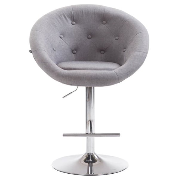 Moderne design barstol i æggeform med polstring, chrome metal fodstøtte, gråt stof TDB10337 Grå