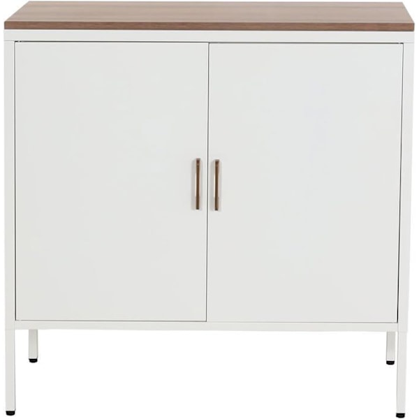 Opbevaringsmøbel til kontor buffet med 2 døre metal 90 x 90 x 40 melamin hvid MDF bordplade 2 rum med døre