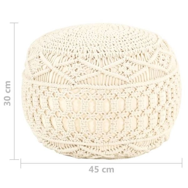 Pouf taburet fodskammel reb flettet i hånden 45 x 30 cm bomuld beige DEC029981 Beige