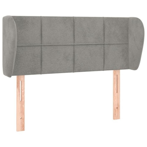 Hovedgavl til seng, soveværelse møbel med sidekant 103 x 23 x 78/88 lys grå velour