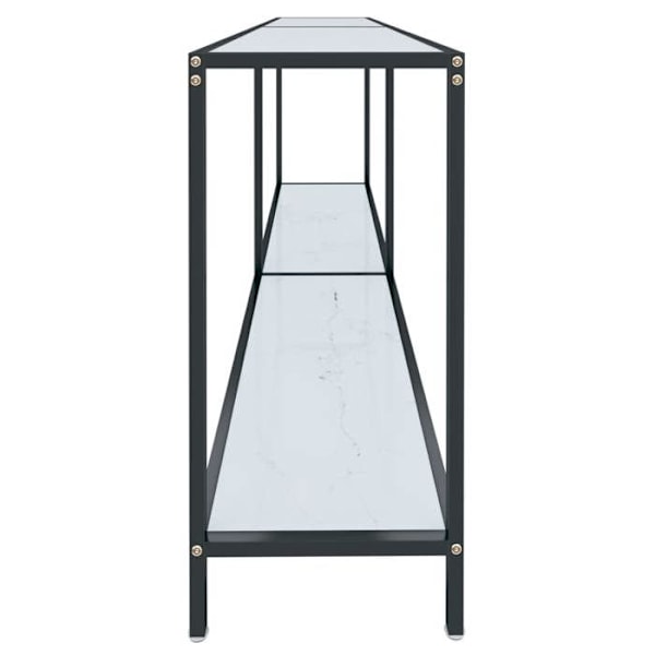 Moderne konsolbord til indgang, sidebord 180 x 35 x 75,5 cm, hærdet glas med marmor-look og stål DEC031704 Vit