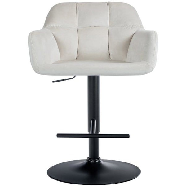 Barstol høj x1 med 360° drejefunktion i cremevelour med dekorative syninger, metalstel i sort 10_0005268 Grädde