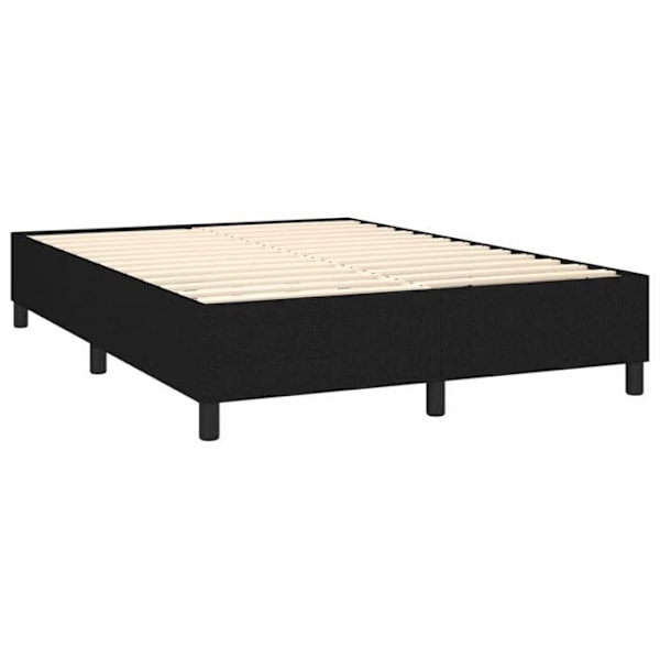 Seng med lameller på ben ramme 140x190 cm sort stof TDL0207025 Svart