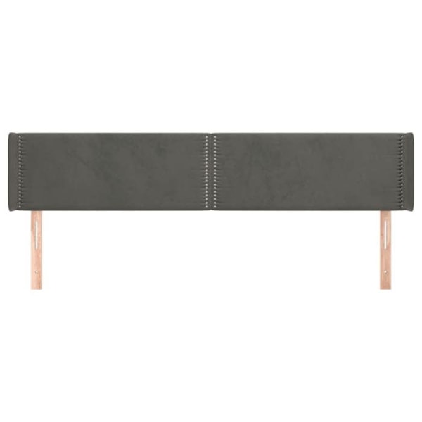 Sengegavl med tilbehør til seng, soveværelse, møbel med sidekant 203 x 16 x 78/88 mørkegrå velour
