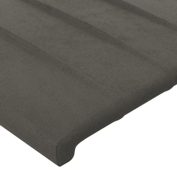 Sengegavl med tilbehør til seng, soveværelse, møbel med sidekant 203 x 16 x 78/88 mørkegrå velour
