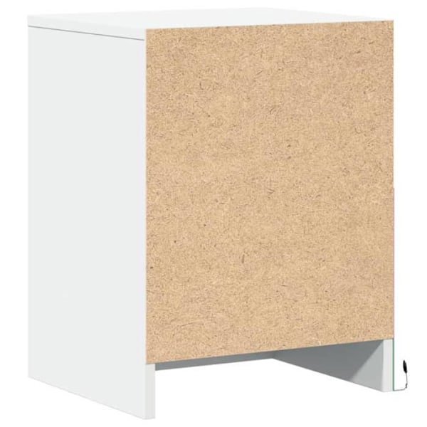 Nattakstol med skuffer og LED 38 x 34 x 50 cm i hvid ingeniørtræ DEC032764 Vit