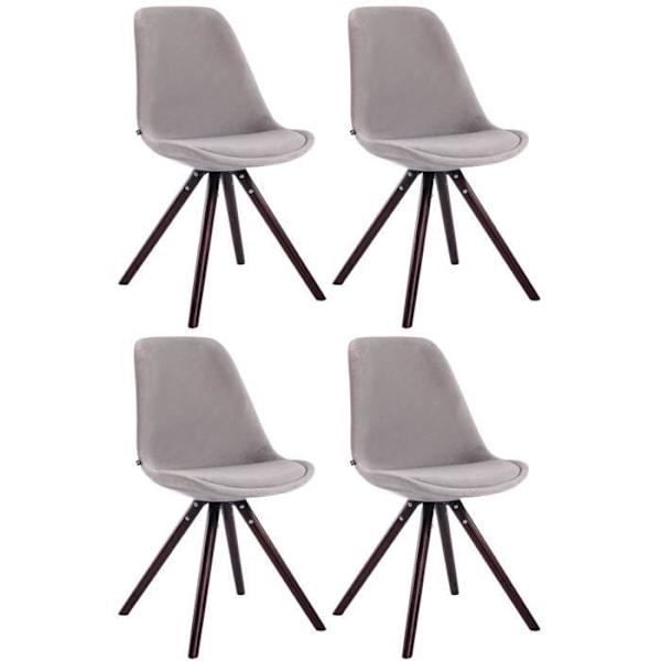 Matsalsstolar - Décoshop26 - CDS10321 - Ljusgrå sammet - 4 platser - Skandinavisk stil kastanj