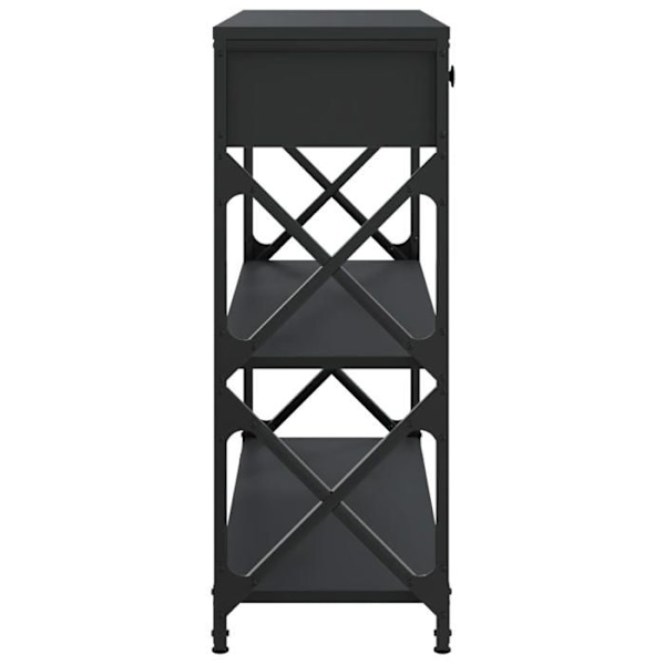 Praktisk indgangskonsolbord, sidetabel med skuffer og hylder 75 x 28 x 75 cm, sorte ingeniørtræ og metal DEC032148 kastanj