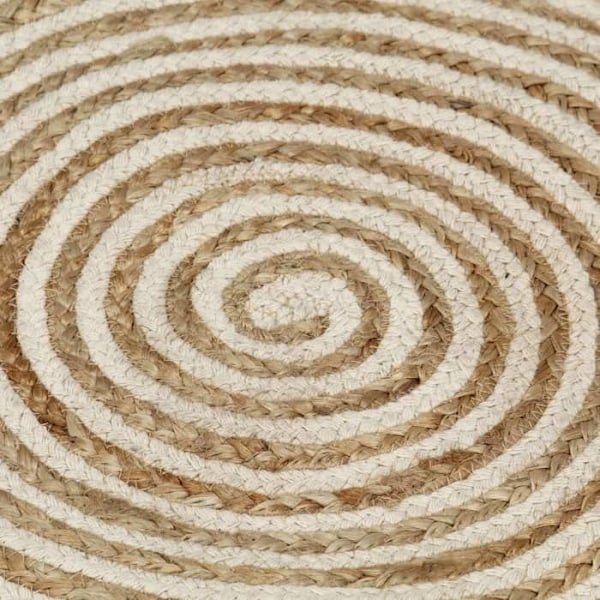 Hantverkat jute matta med vit spiraldesign 90