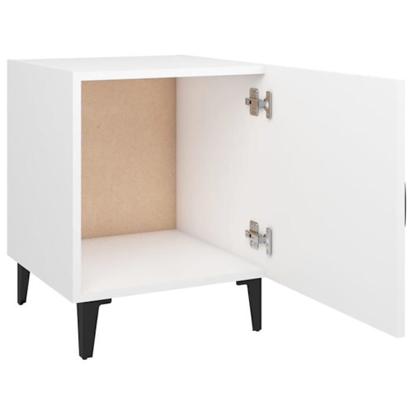 Sæt med 2 natborde med skab med dør 40 x 40 x 50 cm hvidt ingeniørtræ DEC034981 Vit