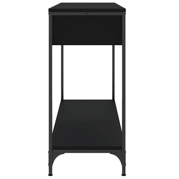 Praktisk konsolbord med opbevaringsskuffe 100 x 34,5 x 75 cm, ingeniørtræ og sort metal DEC032070 kastanj