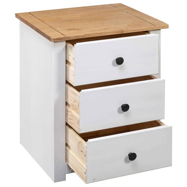 Natbord med 3 skuffer 46 x 40 x 57 cm massiv fyrretræ hvid DEC033412 Vit