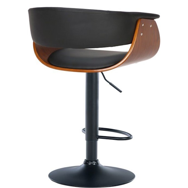 Moderna designbarstol med justerbar höjd och svängbar sits i svart PVC, trä- och metallskropp i svart 10_0005452 kastanj