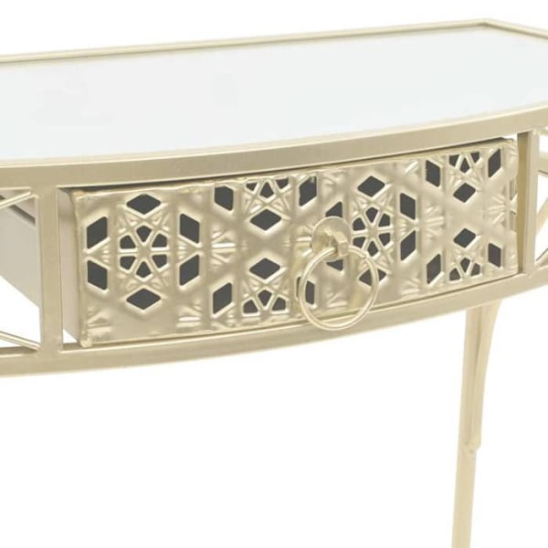 Konsolbord med skuffe 82 x 39 x 76 cm i forgyldt metal og glas DEC032541 Metall