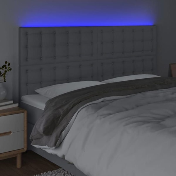 Hovedgærde til soveværelse med LED-møbler 200 x 5 x 118/128 cm lys gråt stof TDL0201325 Grå