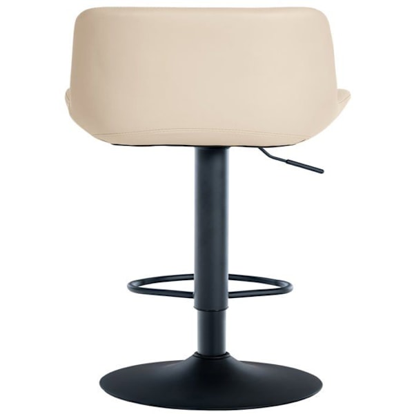Barstol x1 sort metalkonstruktion sort sæde i creme PVC med stikninger 10_0005444 Grädde