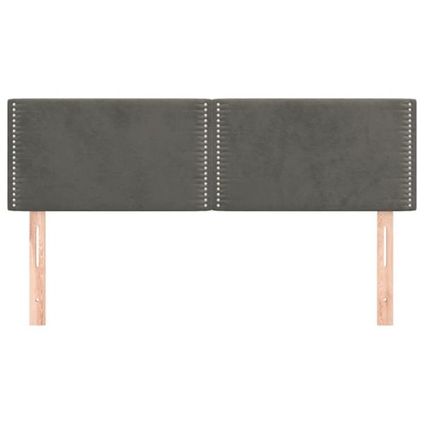 Hovedgærde til seng, soveværelse møbel i 2 dele 72 x 5 x 78/88 cm mørkegrå velour TDL0206364 Grå