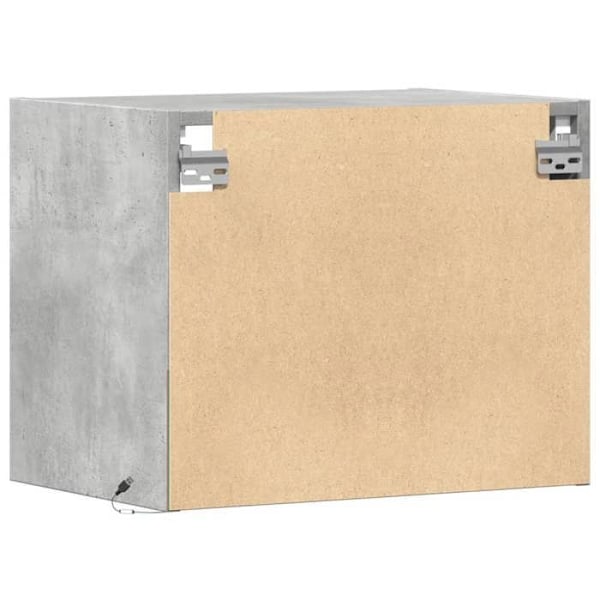 Væghængt natbord med LED-lys og skuffe 50 x 34 x 40 cm grå ingeniørtræ DEC034195 kastanj