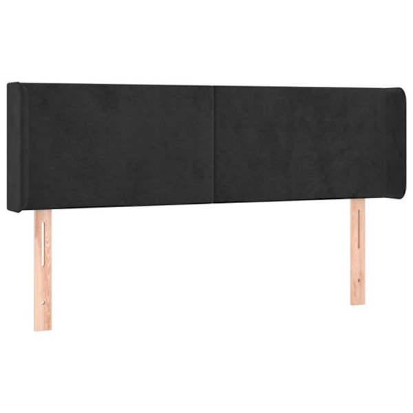 Hovedgærde til soveværelse møbel med LED 147 x 16 x 78/88 sort velvet stof