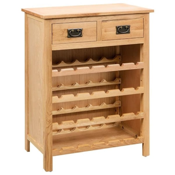 Casier til opbevaring af flasker, hylde til opbevaring op til 24 flasker vin, 72 x 32 x 90 cm, massiv egetræ brun DEC024272 kastanj