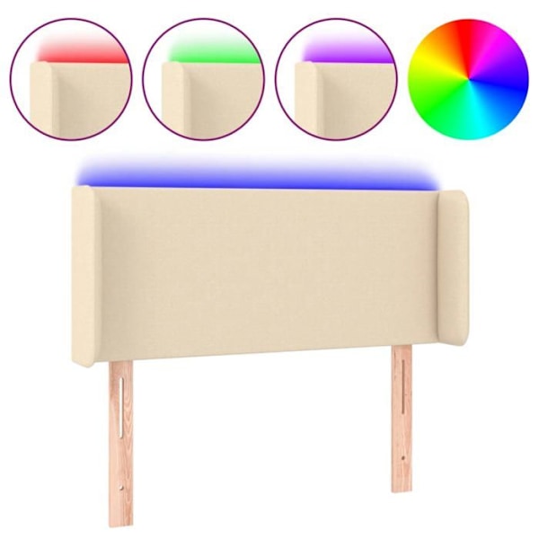 Hovedgærde til seng, soveværelse møbel med LED 93 x 16 x 78/88 creme stof