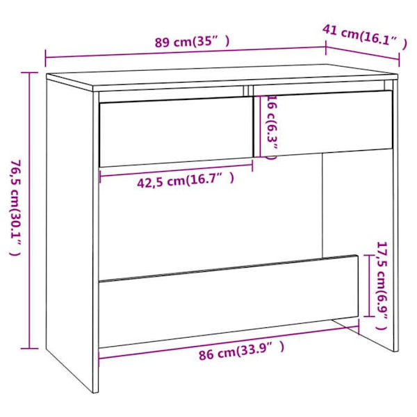 Praktisk konsolldekoration med lådor för en organiserad entré 89 x 41 x 76,5 cm brun ingenjörsträ DEC031822 kastanj