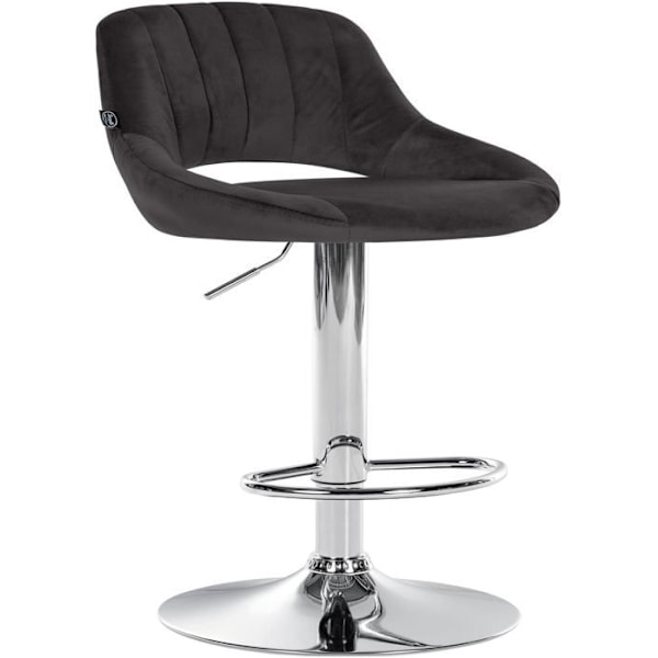 Barstol x1 med drejeligt og justerbart fodstøtte i sort velour og metal 10_0005216 Metall
